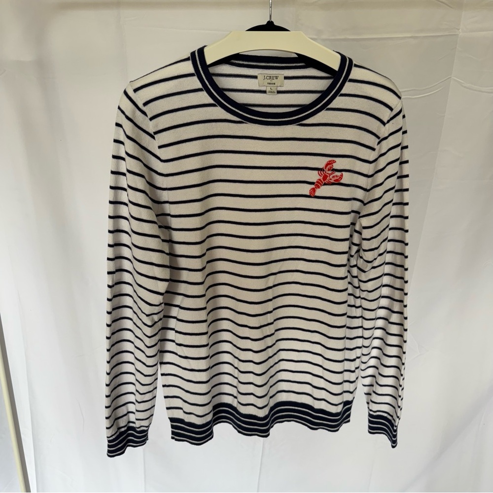 J.Crew Navy and White Striped Sweater
